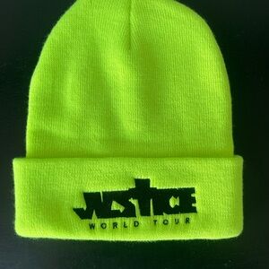Justin Bieber Justice World Tour Neon Green Embroidered Beanie